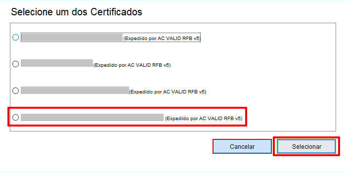 Tela do assinar indicando seleção do certificado digital para finalizar a assinatura digital.